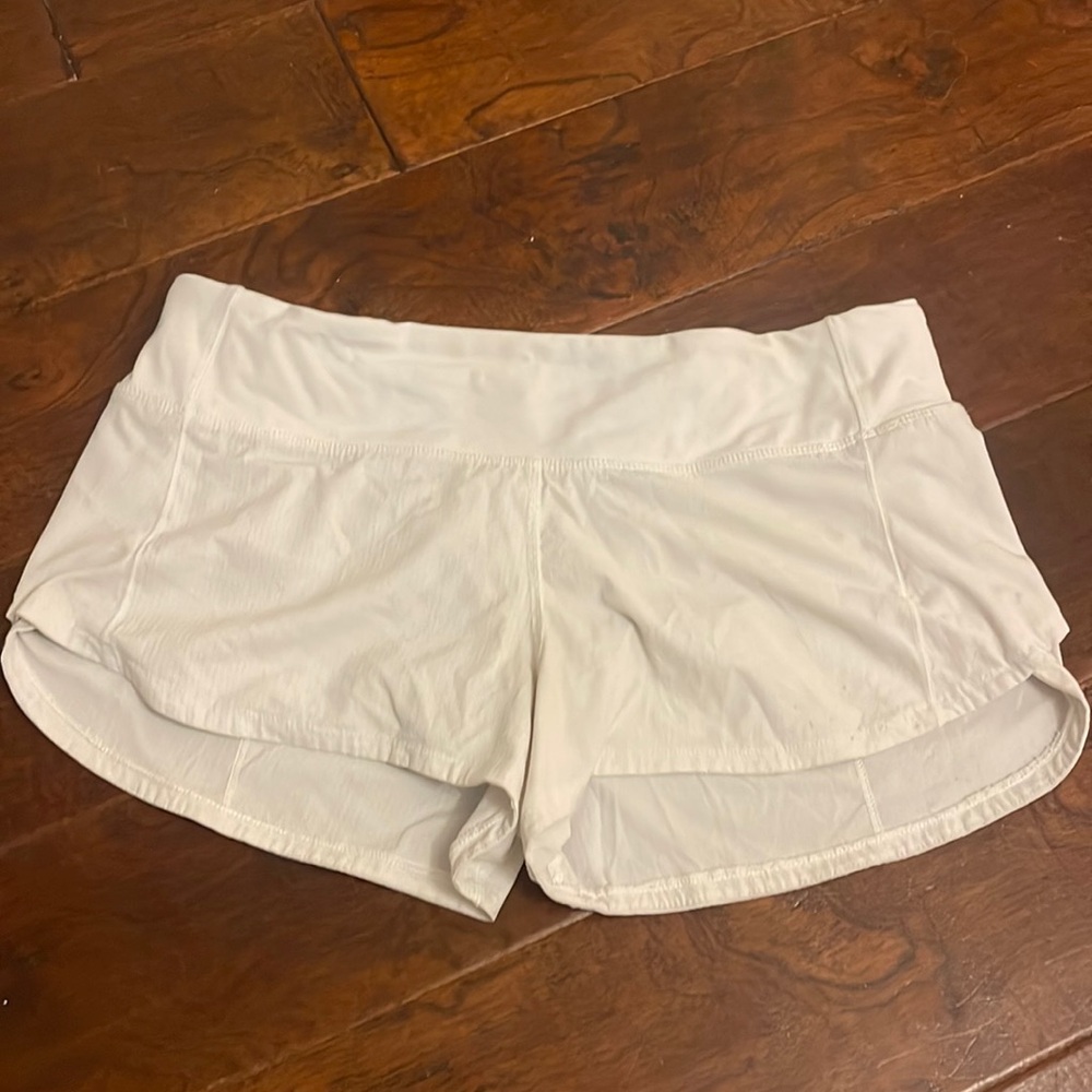 White Lululemon Speed Up Shorts 6